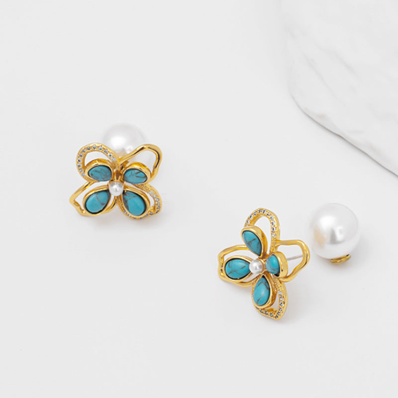 Unraveling the Vintage Charm: Turquoise Butterfly Clover Earrings