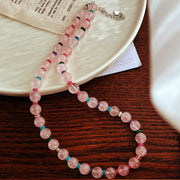 Mihmily brand-natural pink crystal necklace, light luxury fashion to attract love