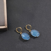 Mihmily brand-aquamarine gemstone earrings, simple and high-end