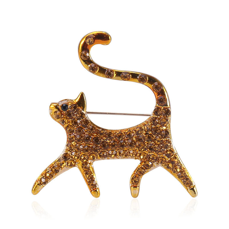 Mihmily brand-handmade diamond cat brooch, fashionable and exquisite personality