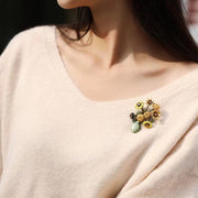 【Mihmily】Sunflower oil painting forest plant brooch, fashionable and high-end