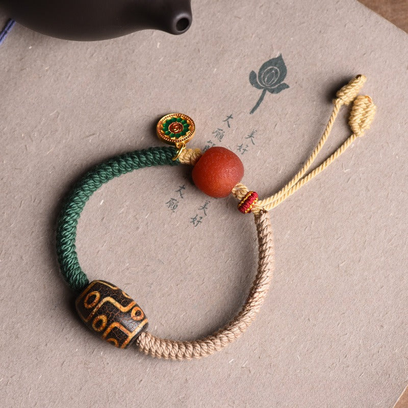 【Mihmily】Hand-woven Tibetan Dzi bracelets, hand-woven jewelry, ethnic hand-woven ropes, connect with Buddha and bring good luck