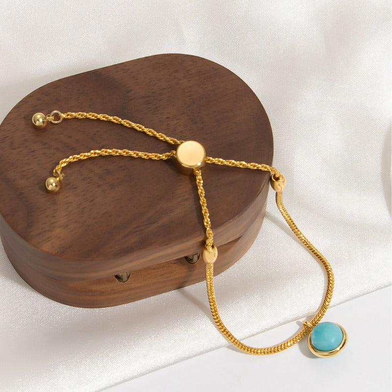 Mihmily brand-vintage turquoise bracelet, simple and high-end lucky stone