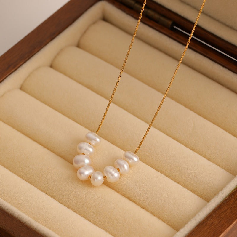 【Mihmily】Natural freshwater pearl necklace, simple and high-end, a lucky gift