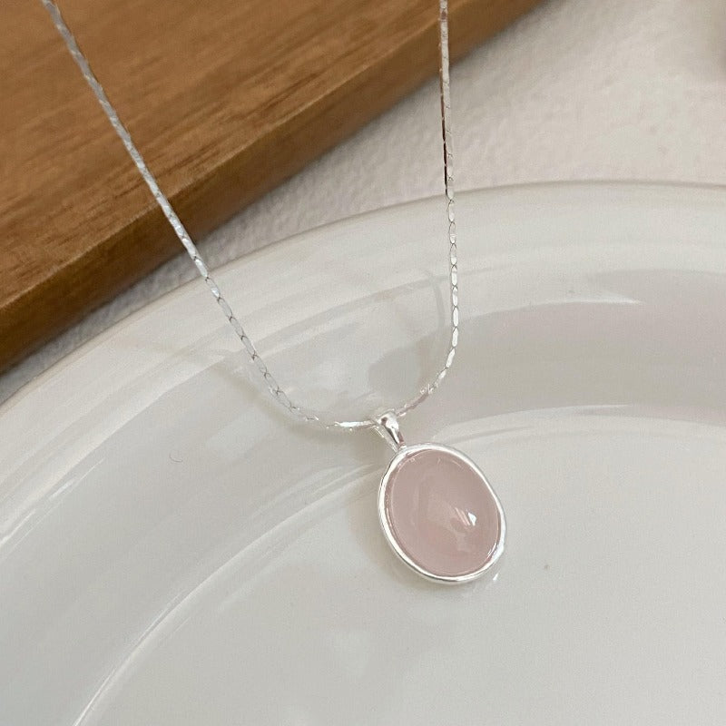 【Mihmily】Natural crystal pink jade necklace, lucky gift, attract love