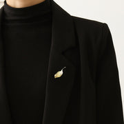 【Mihmily】Elegant Leaf Brooch - Gold and Silver Metal Lapel Pin for Suit, Exquisite Gift