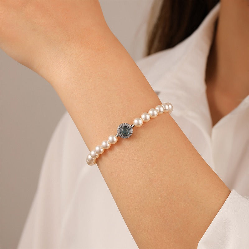 【Mihmily】Aquamarine pearl bracelet, light luxury gift, bring good luck