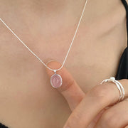 【Mihmily】Natural crystal pink jade necklace, lucky gift, attract love