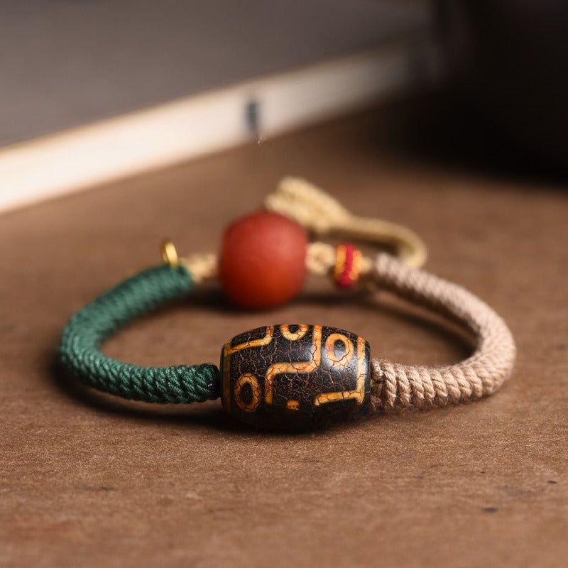 【Mihmily】Hand-woven Tibetan Dzi bracelets, hand-woven jewelry, ethnic hand-woven ropes, connect with Buddha and bring good luck