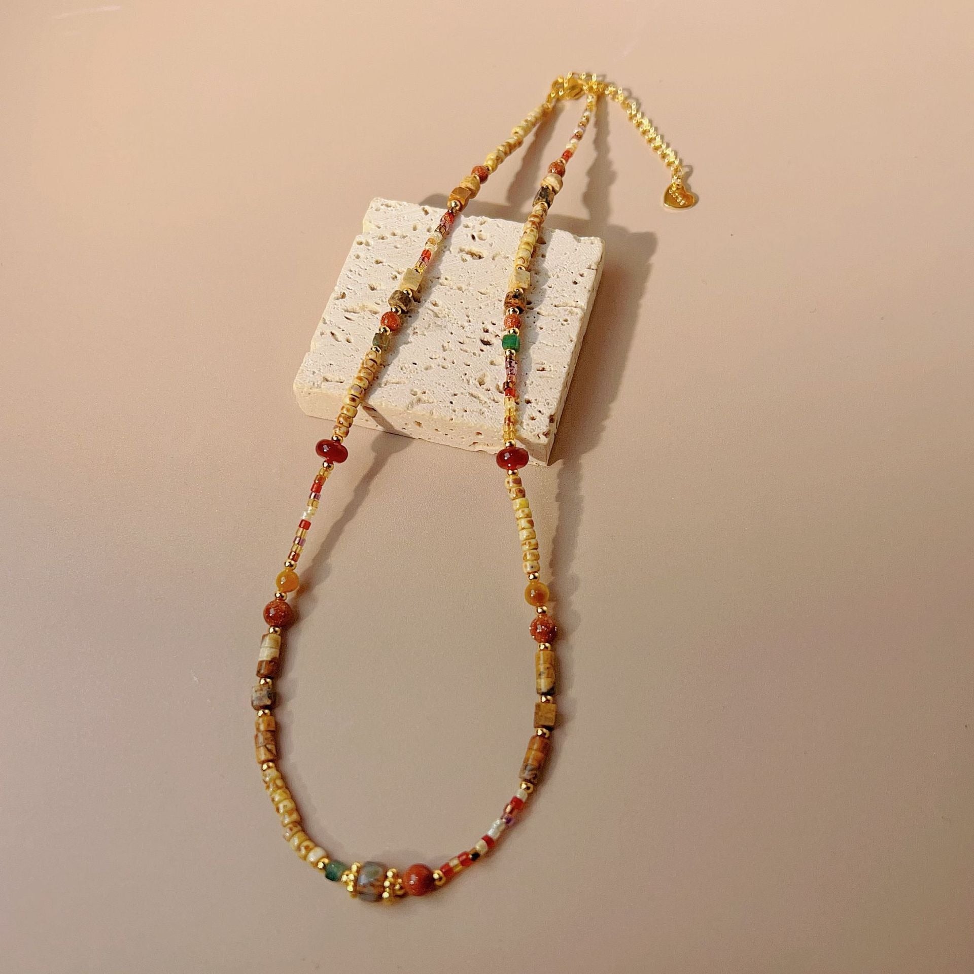 【Mihmily】Vintage Dunhuang Feitian colorful beaded necklace, simple, stylish and high-end, a lucky charm