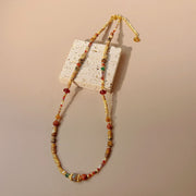 【Mihmily】Vintage Dunhuang Feitian colorful beaded necklace, simple, stylish and high-end, a lucky charm