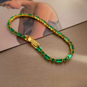 【Mihmily】French vintage natural emerald bracelet, lucky gemstone gift