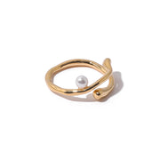 【Mihmily】Elegant and simple pearl ring, a fashion accessory with a chic irregular wave pattern, a perfect gift