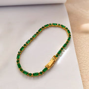 【Mihmily】French vintage natural emerald bracelet, lucky gemstone gift