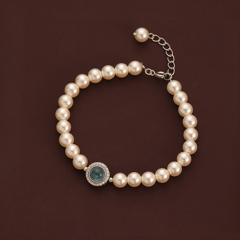 【Mihmily】Aquamarine pearl bracelet, light luxury gift, bring good luck