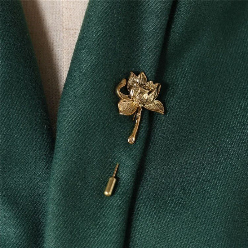 【Mihmily】Vintage Art Lotus Brooch - Elegant Suit Lapel Pin Accessory, Destined with Buddha