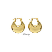 【Mihmily】Elegant European and American style flat round gold-plated earrings - a simple yet sophisticated gift