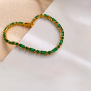 【Mihmily】French vintage natural emerald bracelet, lucky gemstone gift