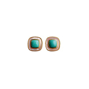 【Mihmily】Natural turquoise square earrings, lucky stone brings good luck