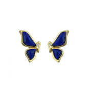 Mihmily brand-lapis lazuli diamond butterfly earrings, exquisite retro fashion