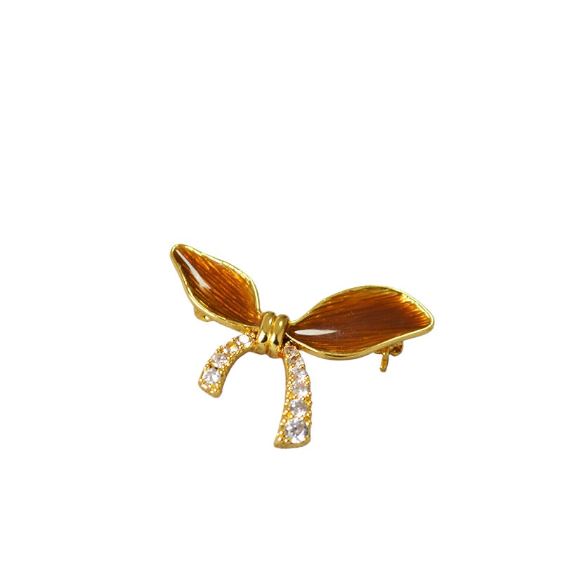 【Mihmily】Gemstone diamond enamel bow brooch, elegant and high-end