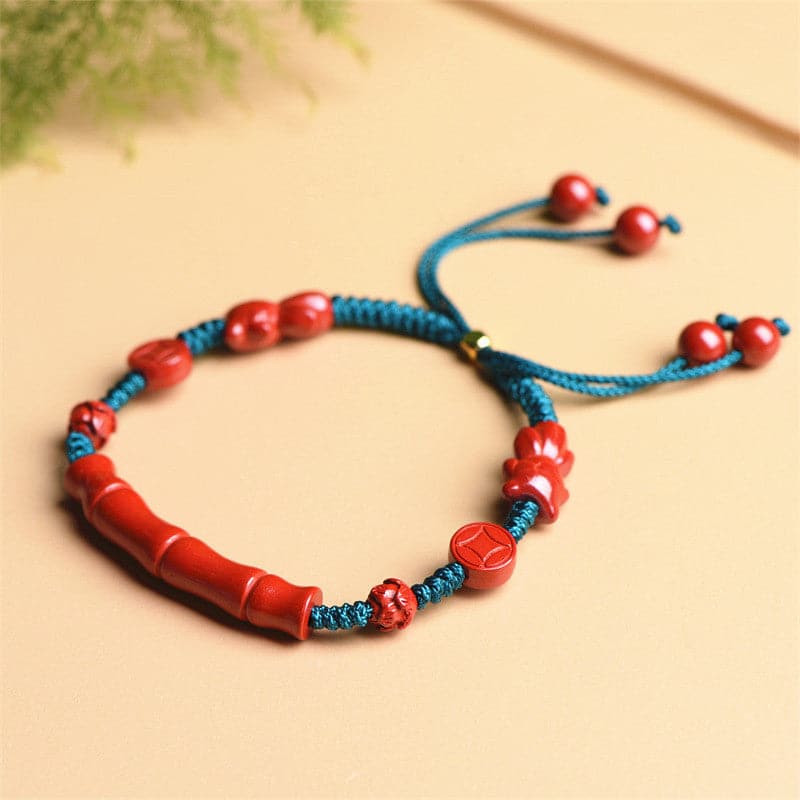 【Mihmily】Natural cinnabar bracelet - exquisite bamboo pattern, a gift for mother or wife