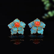 Mihmily brand-cloisonne peony earrings, retro palace style fashion