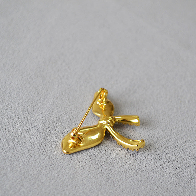 【Mihmily】Gemstone diamond enamel bow brooch, elegant and high-end