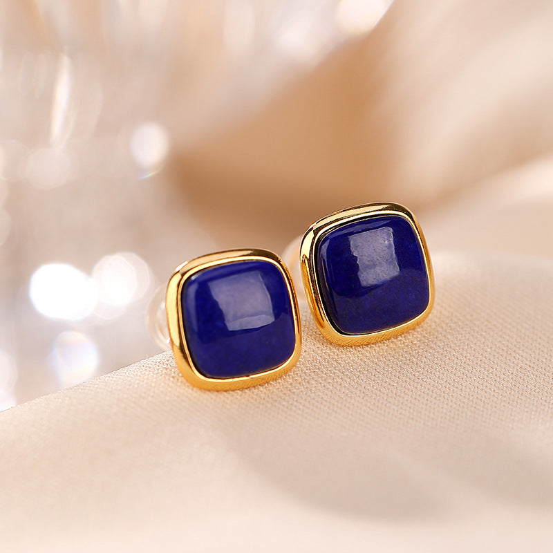 Mihmily brand-lapis lazuli square earrings, simple and high-end fashion earrings for women