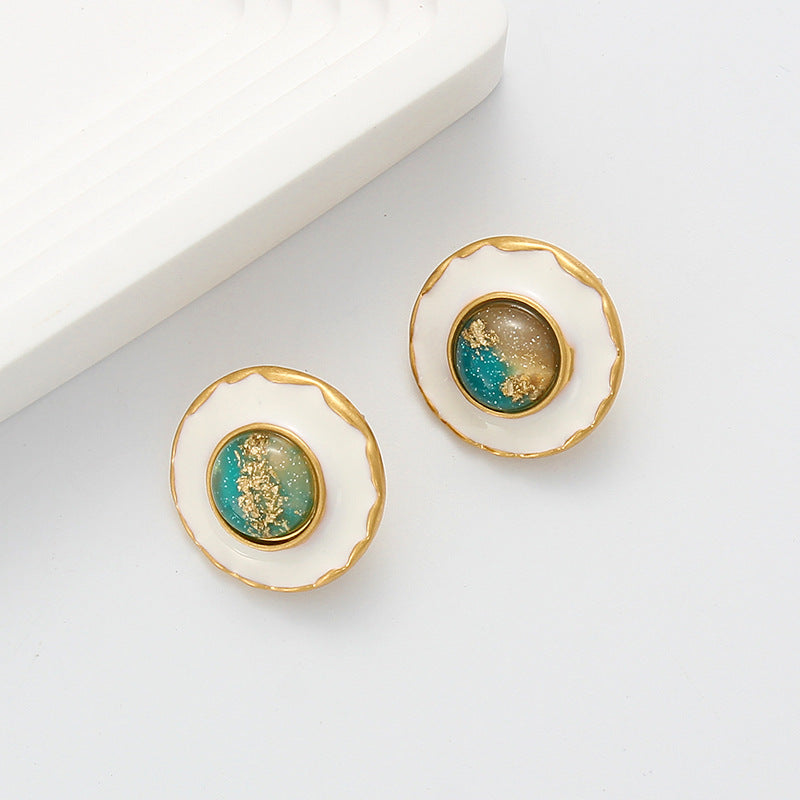 Mihmily brand-retro painting sense of star river earrings, simple temperament senior sense