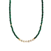 【Mihmily】Vintage handmade beaded good luck spiritual natural malachite necklace, elegant and graceful, with elegant collar design