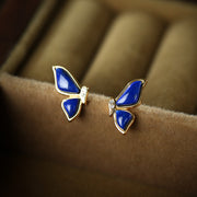 Mihmily brand-lapis lazuli diamond butterfly earrings, exquisite retro fashion