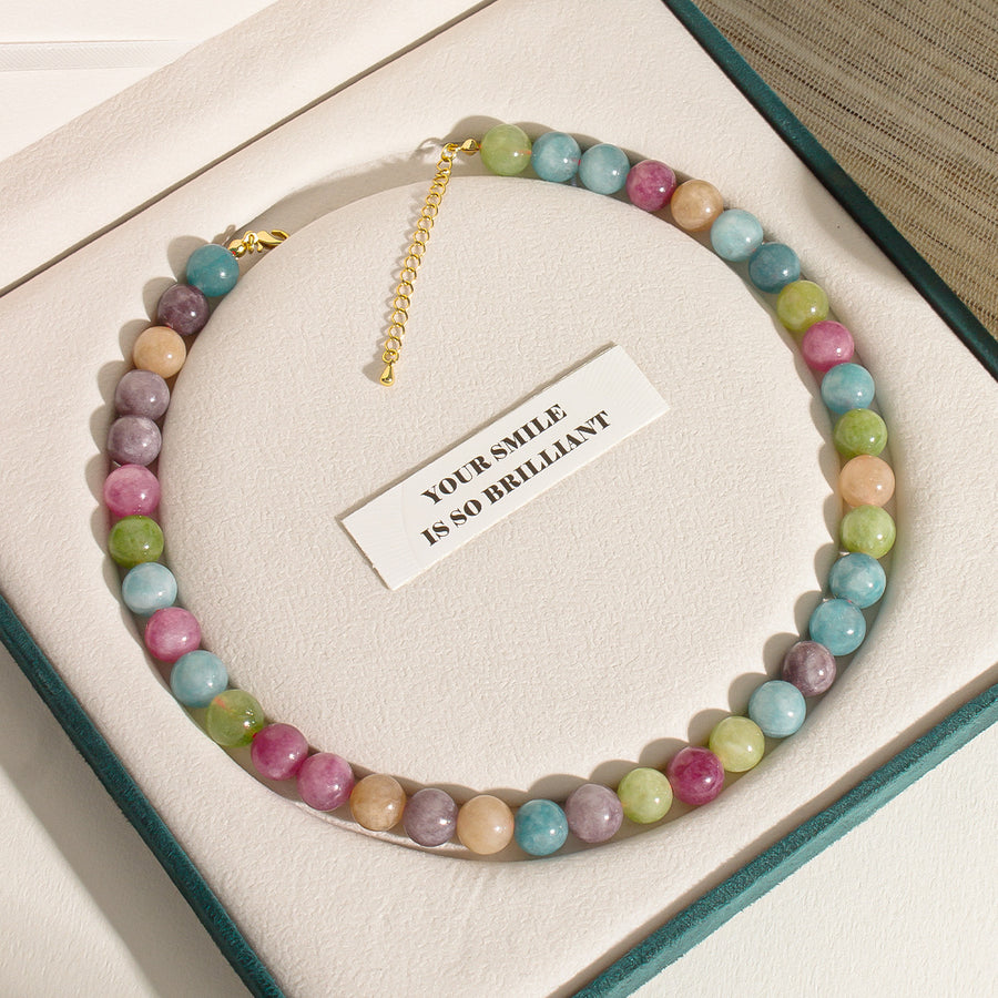 【Mihmily】Bring Good Luck Necklace - Colored Gemstone Beaded Necklace