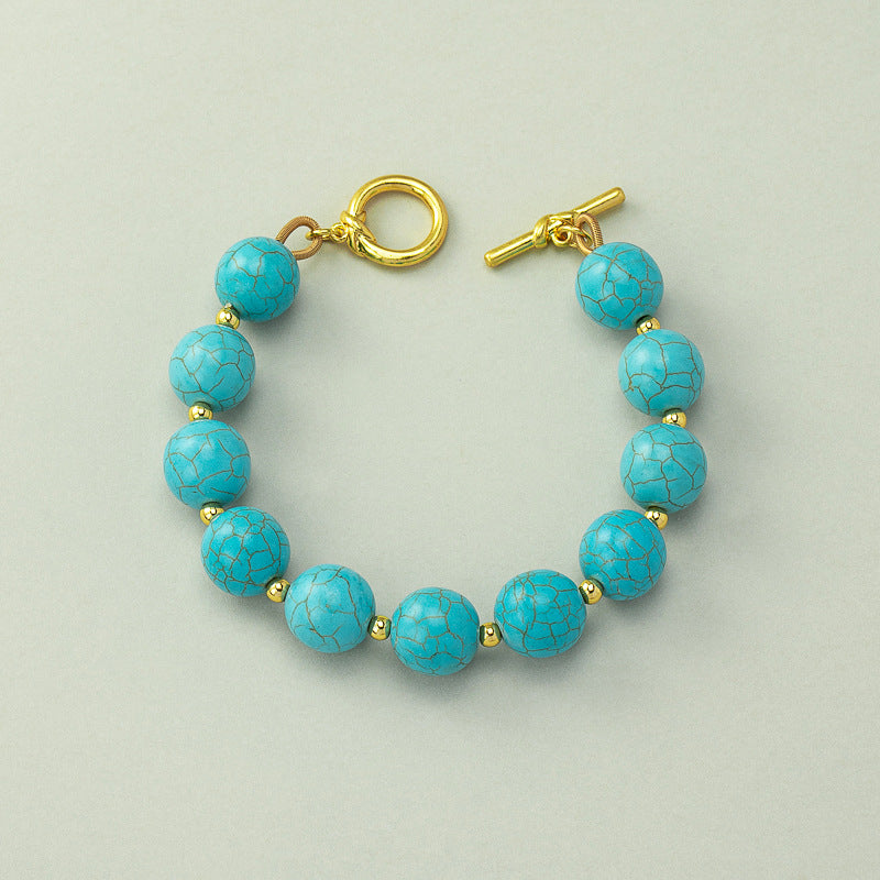 【Mihmily】Turquoise necklace and bracelet set, lucky gemstone brings good luck