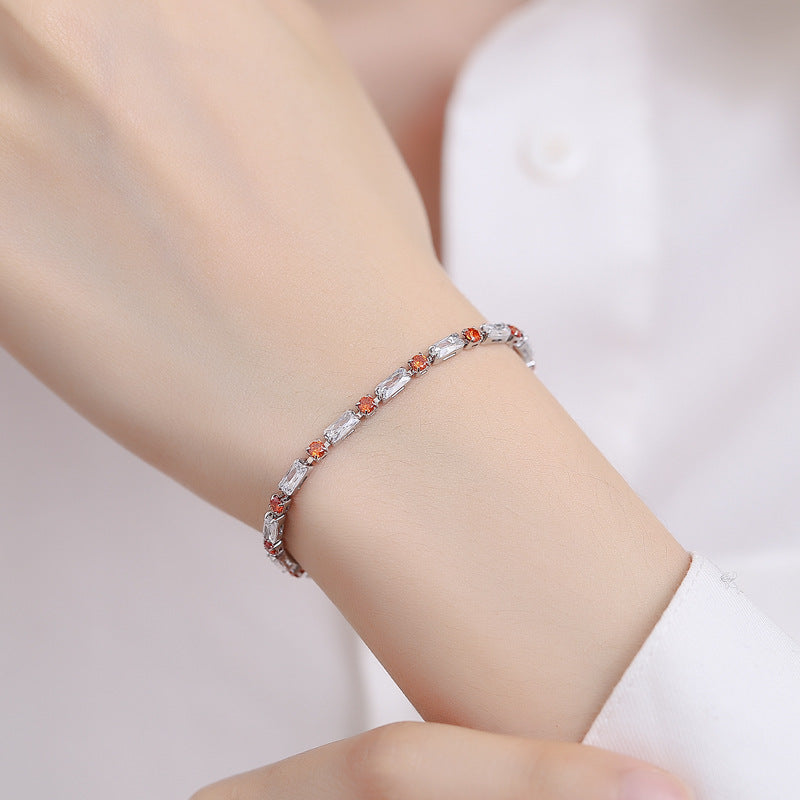 Mihmily brand - moissanite orange diamond crystal bracelet, simple and stylish adjustable