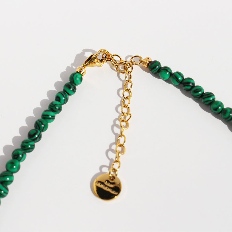 【Mihmily】Vintage handmade beaded good luck spiritual natural malachite necklace, elegant and graceful, with elegant collar design