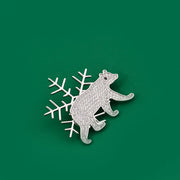 Mihmily brand-Snowflake bear diamond brooch-suit accessories are fashionable and simple