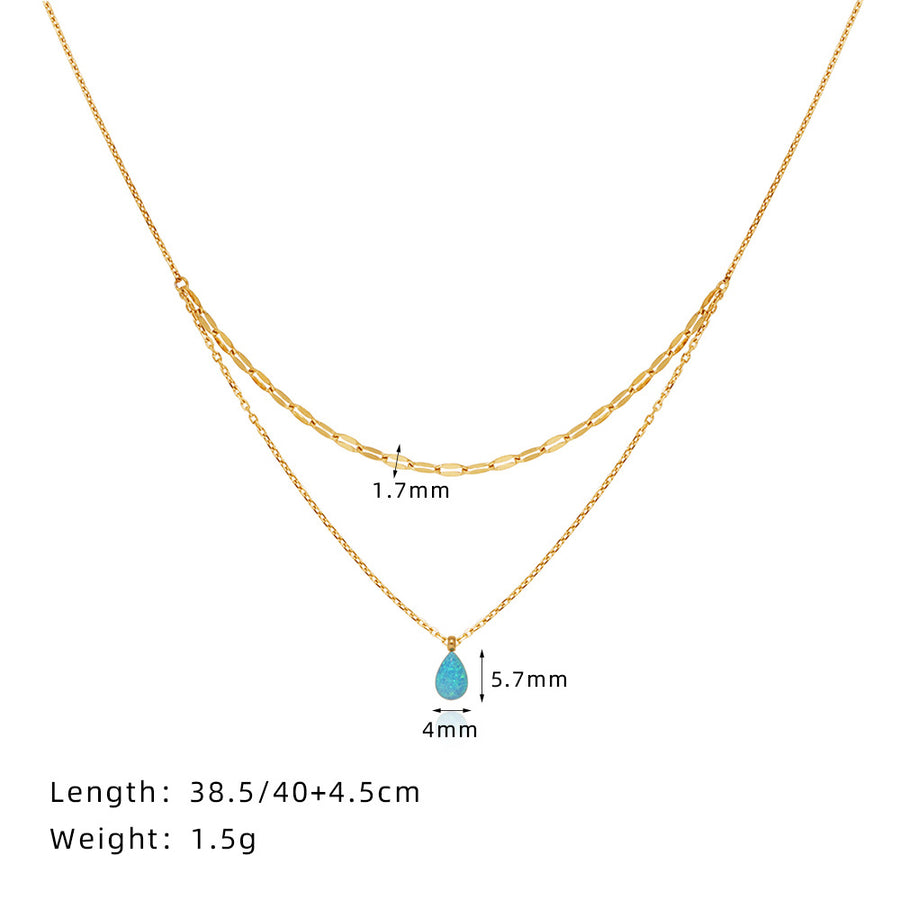 Mihmily brand-Blue Tears Ocean Water Drop Double Necklace, Fashionable and Light Luxury