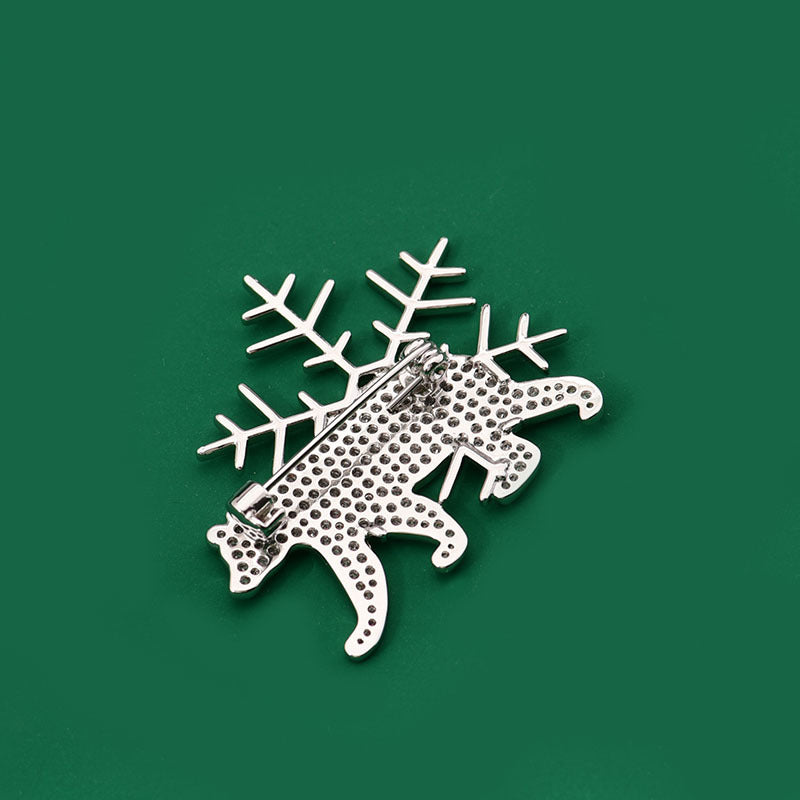 Mihmily brand-Snowflake bear diamond brooch-suit accessories are fashionable and simple