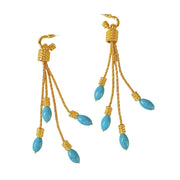 【Mihmily】Turquoise pendant tassel earrings, light luxury and high-end feel, bring wealth and good luck