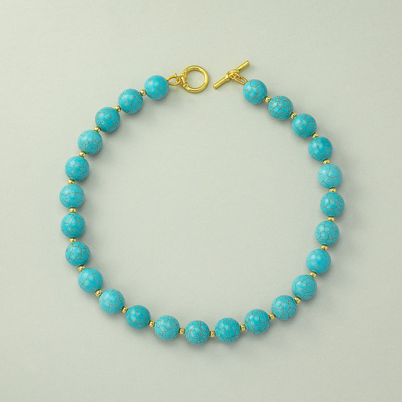 【Mihmily】Turquoise necklace and bracelet set, lucky gemstone brings good luck