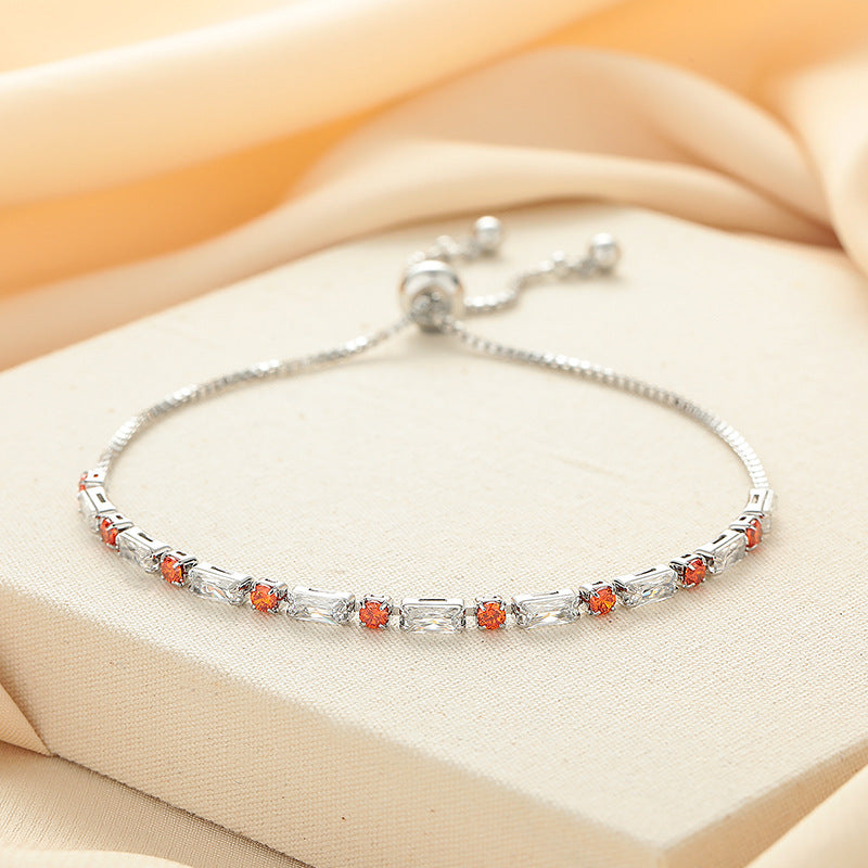 Mihmily brand - moissanite orange diamond crystal bracelet, simple and stylish adjustable