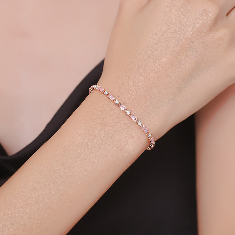 Mihmily brand-pink gemstone diamond bracelet, fashionable gauze, attracting wealth and love