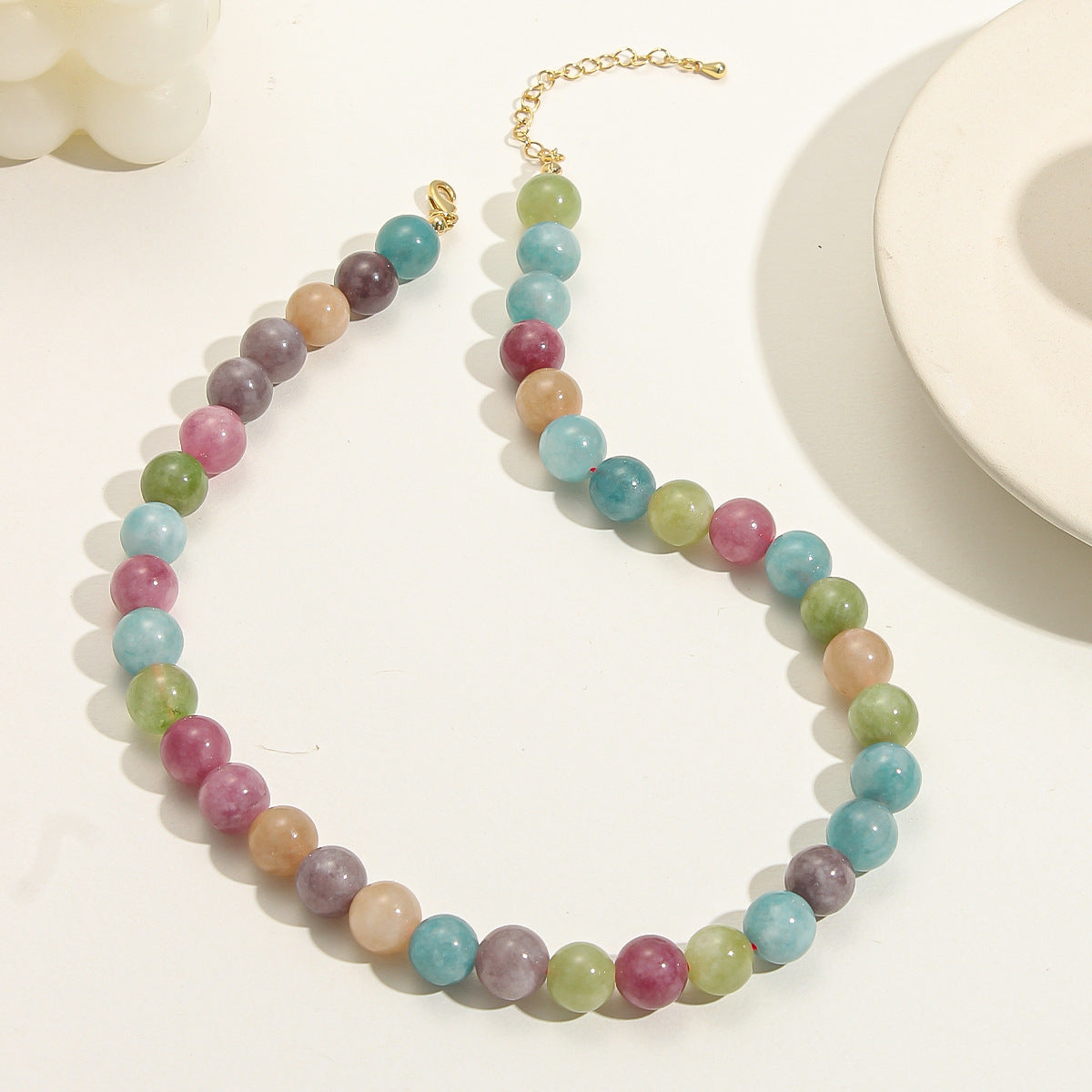 【Mihmily】Bring Good Luck Necklace - Colored Gemstone Beaded Necklace