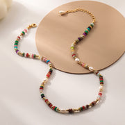 【Mihmily】Natural lucky gemstone colored necklace - handmade, bohemian style, perfect gift for girls