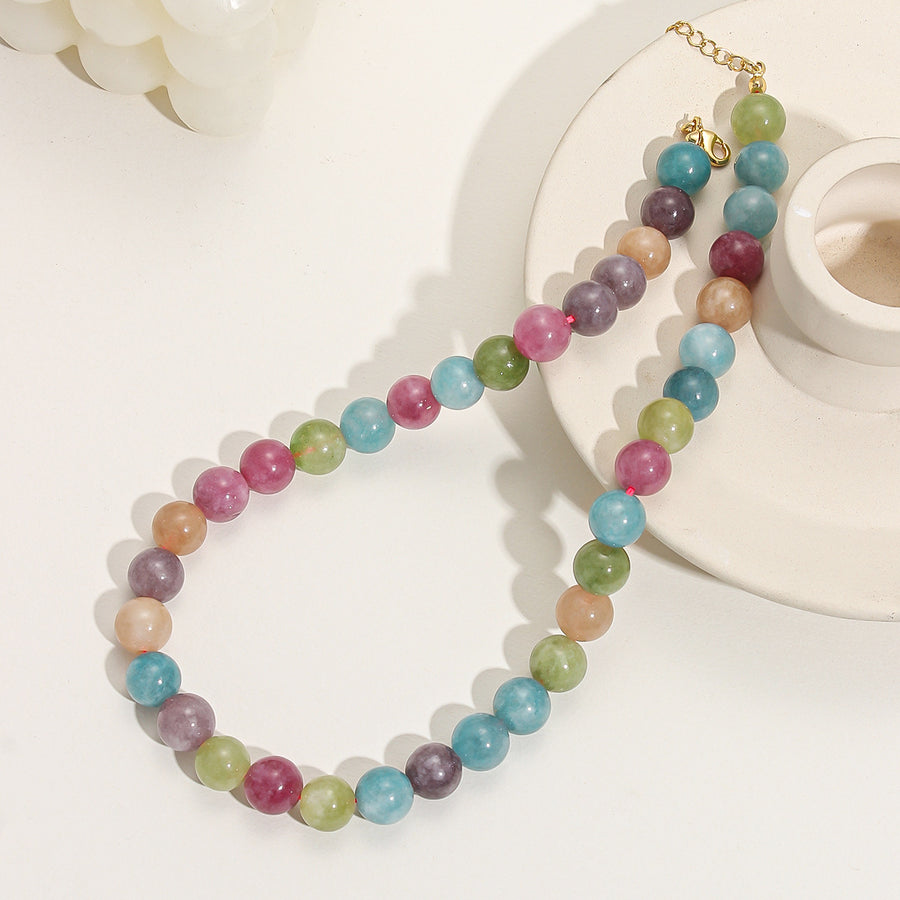 【Mihmily】Bring Good Luck Necklace - Colored Gemstone Beaded Necklace