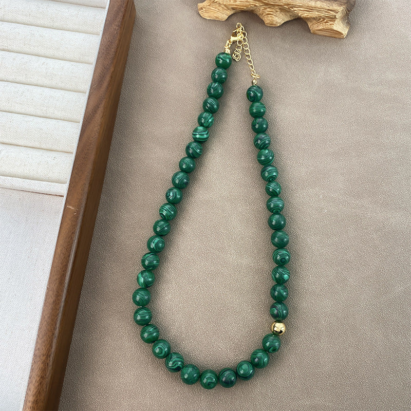 Mihmily brand-natural malachite green necklace, retro fashion, bring good luck