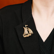 Mihmily brand-retro sailboat niche simple exquisite brooch