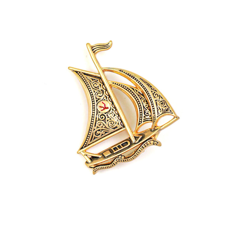 Mihmily brand-retro sailboat niche simple exquisite brooch