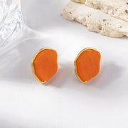 【Mihmily】Elegant French Hong Kong style translucent orange irregular earrings-artistic retro charm brings good luck